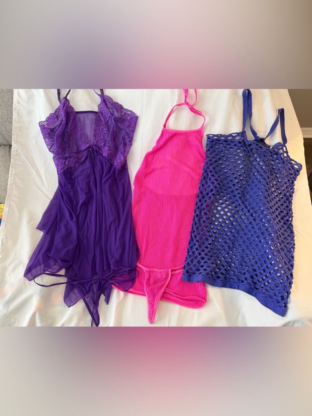 Shirley of Hollywood purple and pink teddies